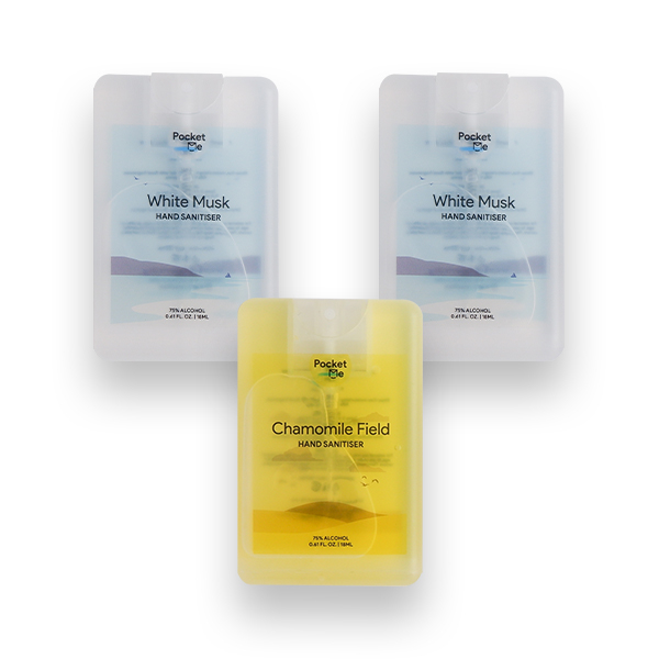 Pocket Me Hand Sanitizer Spray - 2 x  White Musk 18ml + 1 x Chamomile Field 18ml